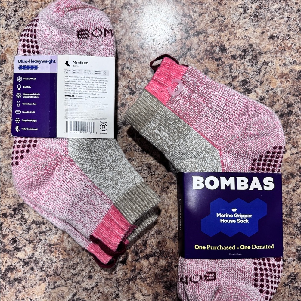 2 pair/$20 Bombas Merino Wool Gripper House Sock